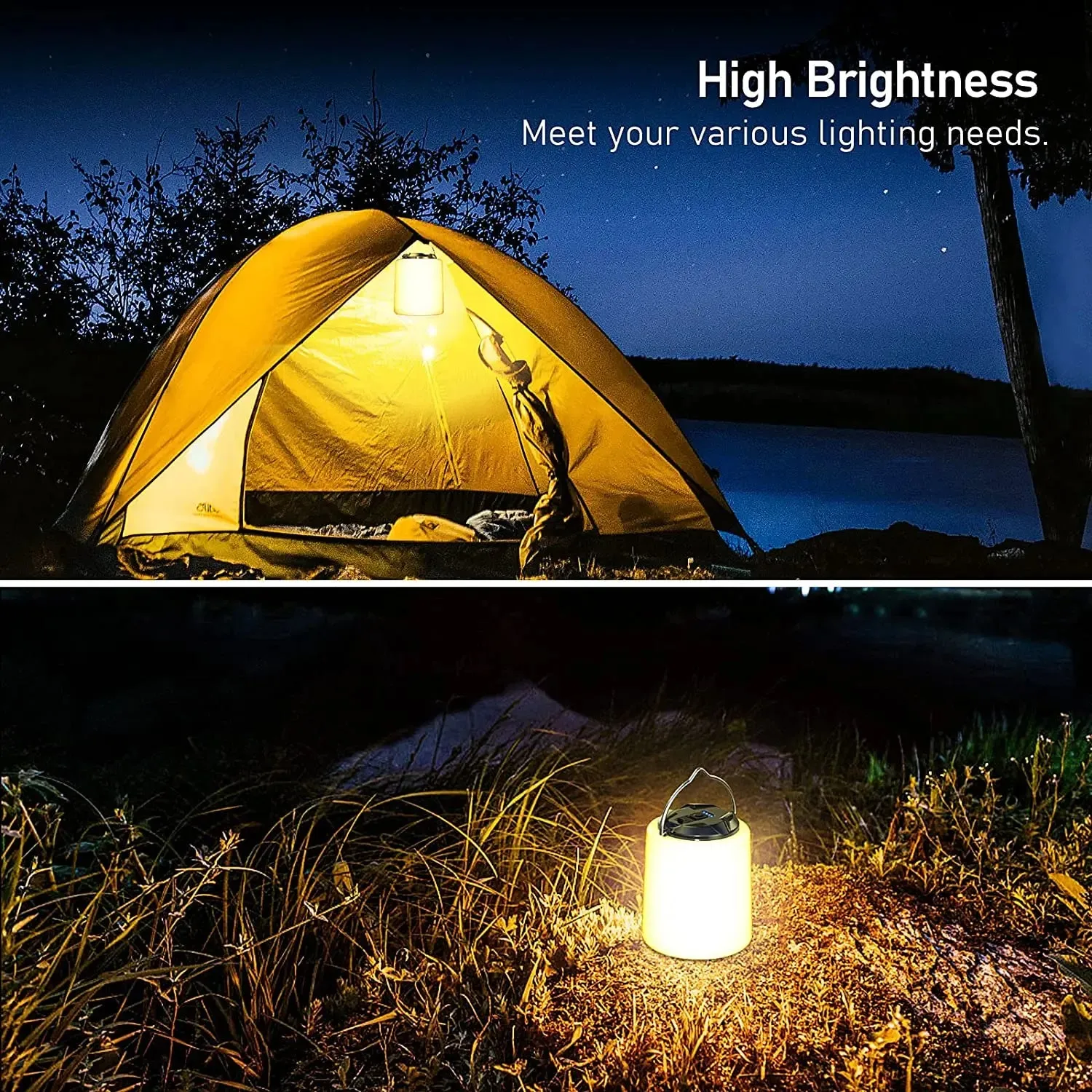 Rechargeable Camping Flashlight - 3000K Warm White Waterproof emergency waterproof light