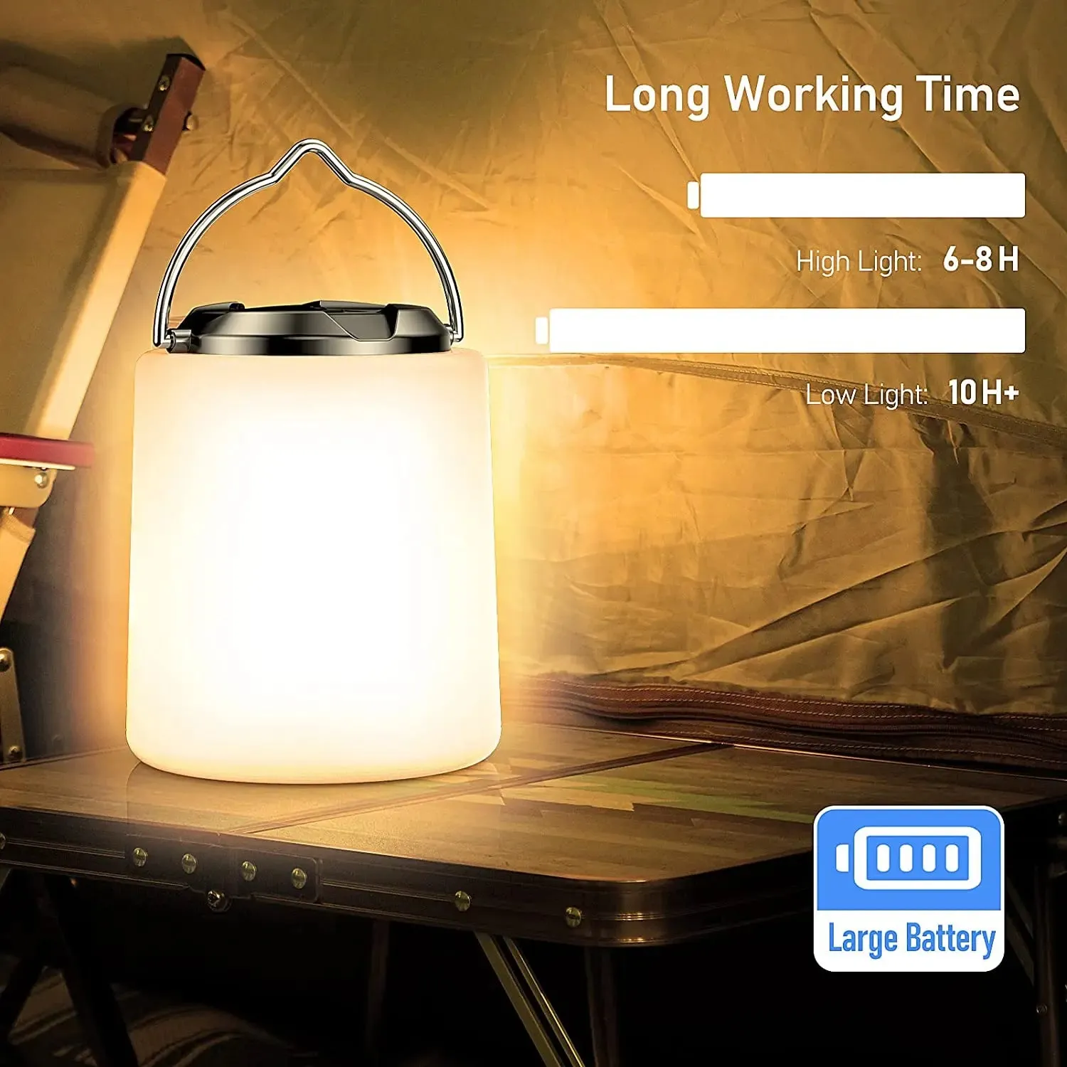 Rechargeable Camping Flashlight - 3000K Warm White Waterproof emergency waterproof light