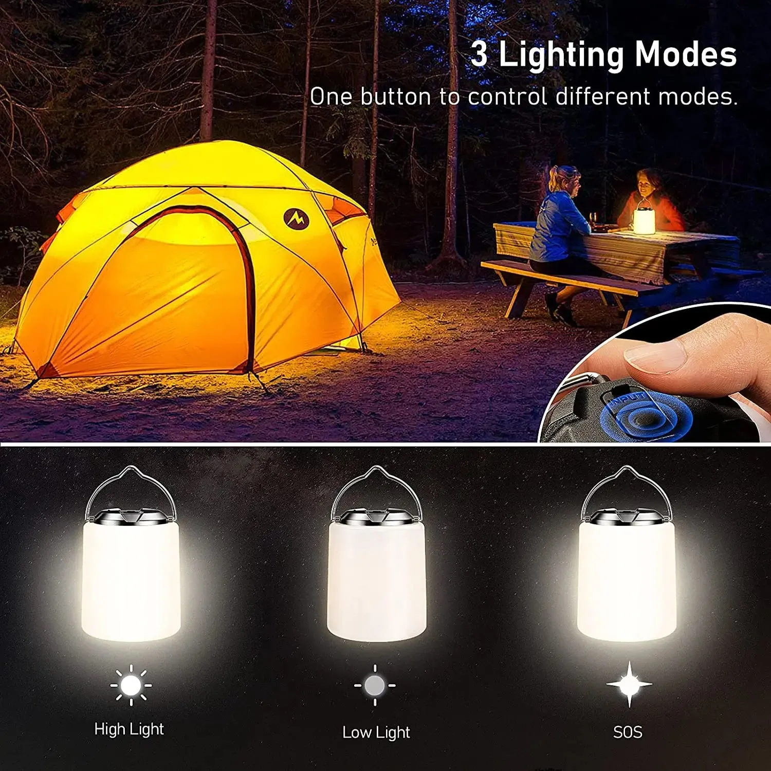 Rechargeable Camping Flashlight - 3000K Warm White Waterproof emergency waterproof light