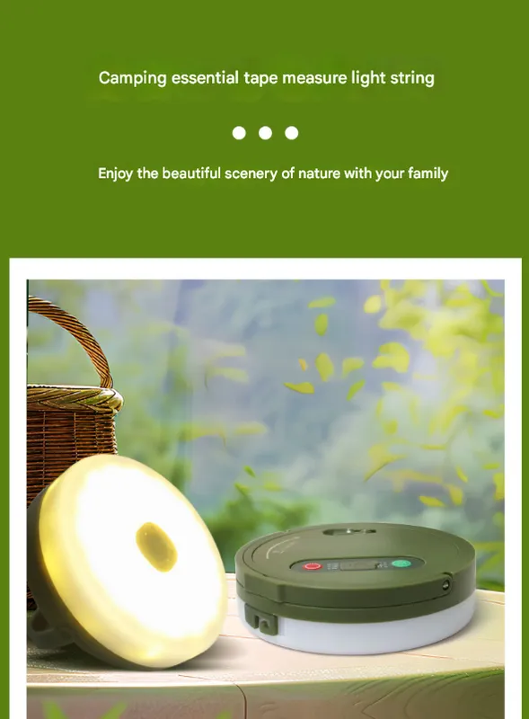 Rechargeable LED Camping Light with 10m Retractable String Light (Color lights   warm lights)