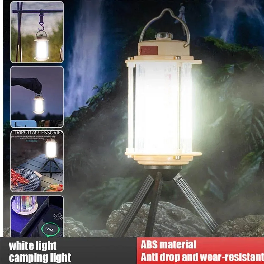Rechargeable Portable Tripod Lantern with Dimmable Light for Camping  Outdoor Use