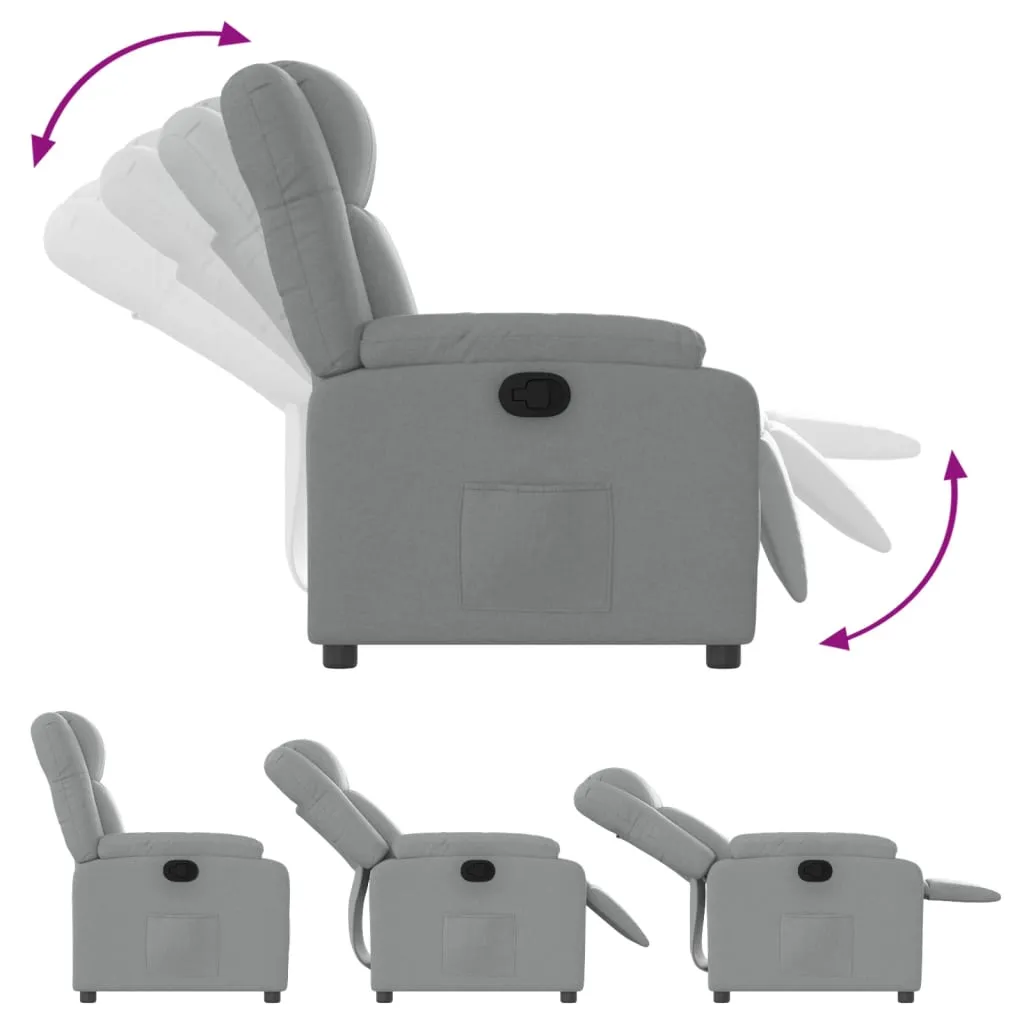 Recliner Chair Light Gray Fabric