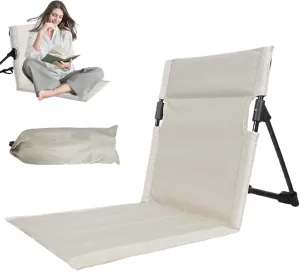 Reclining Beach Mat with Backrest, Folding Oxford Cloth Beach Mat Lounge Chair, Portable Beach Lounge Chair with Carry Bag for Beach, Camping, Fishing, Barbecues, Hiking