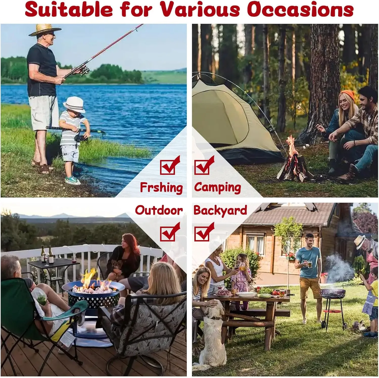 Reclining Camping Chairs with Adjustable Backrest, Folding Lounge Chair Support 330 LBS, Portable Reclining Chair with Armrests for Adults (No Footrest, Black Grey,Green)