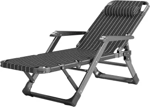 Reclining Chair, Chair, Recliner Garden Chairs, Outdoor Deck Chairs Folding Recliner Chair and Footstool, Max 160kg