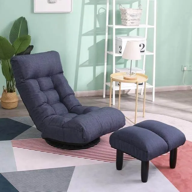 Reclining Floor Chair with Ottoman - Multi-Functional Lounge Seat