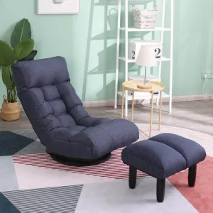 Reclining Floor Chair with Ottoman - Multi-Functional Lounge Seat