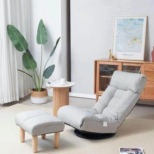 Reclining Floor Chair with Ottoman - Multi-Functional Lounge Seat