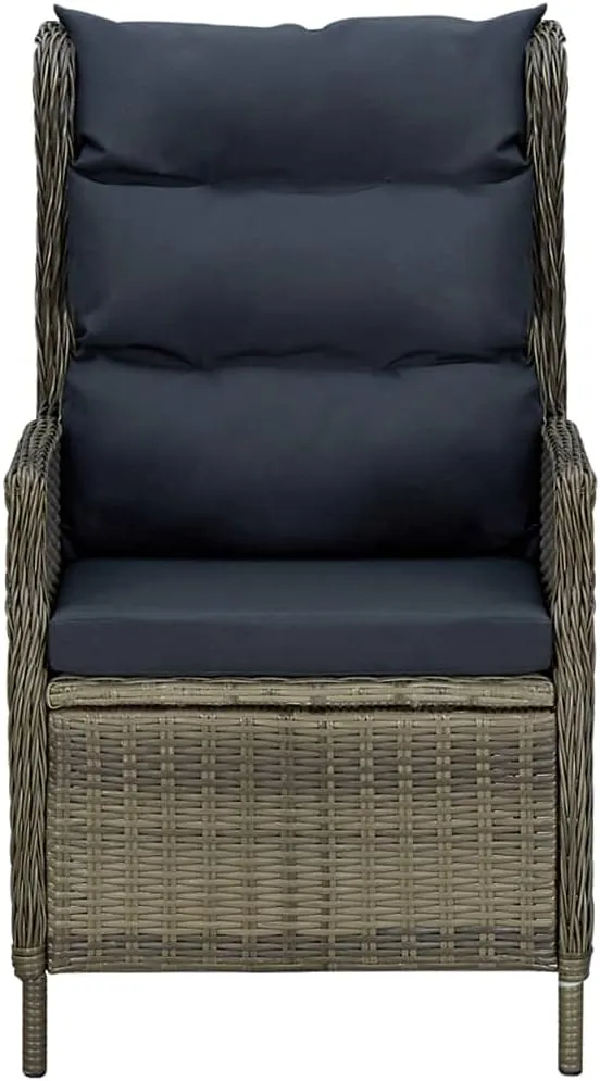 Reclining Patio Chair with Brown Poly Rattan and Black Cushions - Adjustable Outdoor Lounge Chair for Patio, Garden, Poolside Relaxation