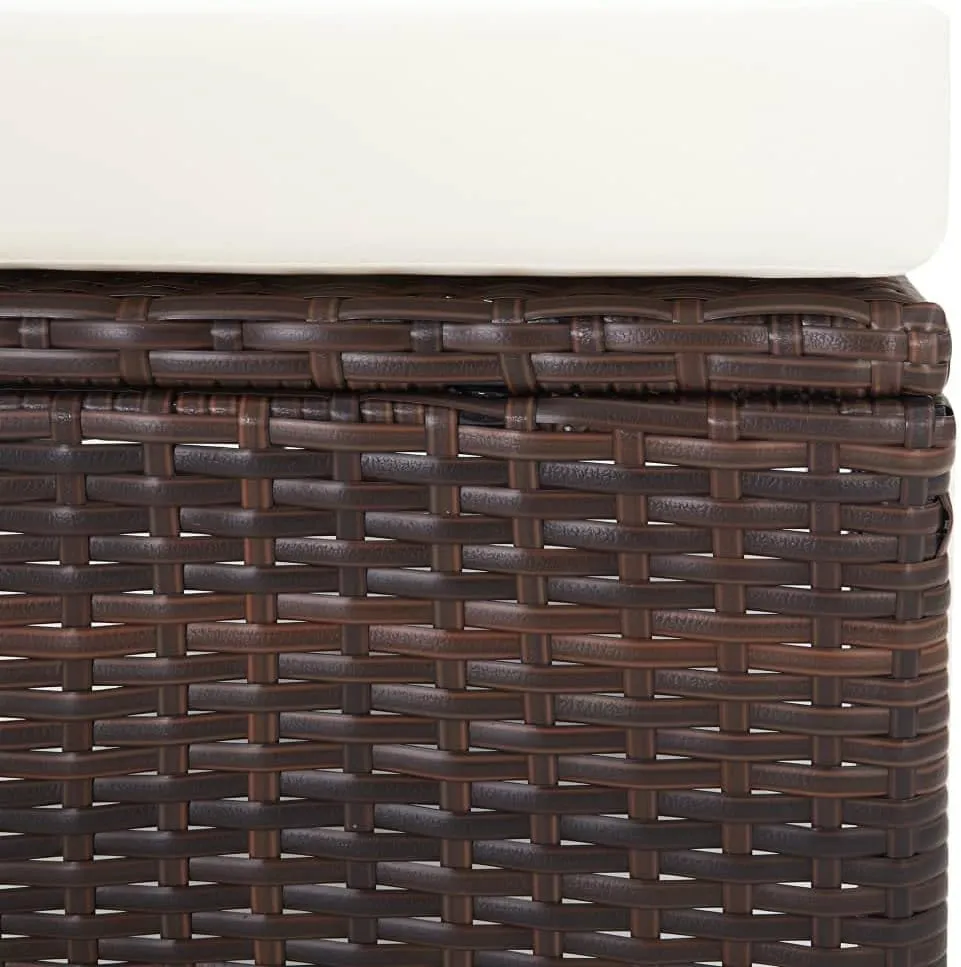 Reclining Patio Chair with Cushions Brown Poly Rattan Outdoor Lounge Chair with Adjustable Backrest and Built-in Footrest for Patio Deck Garden