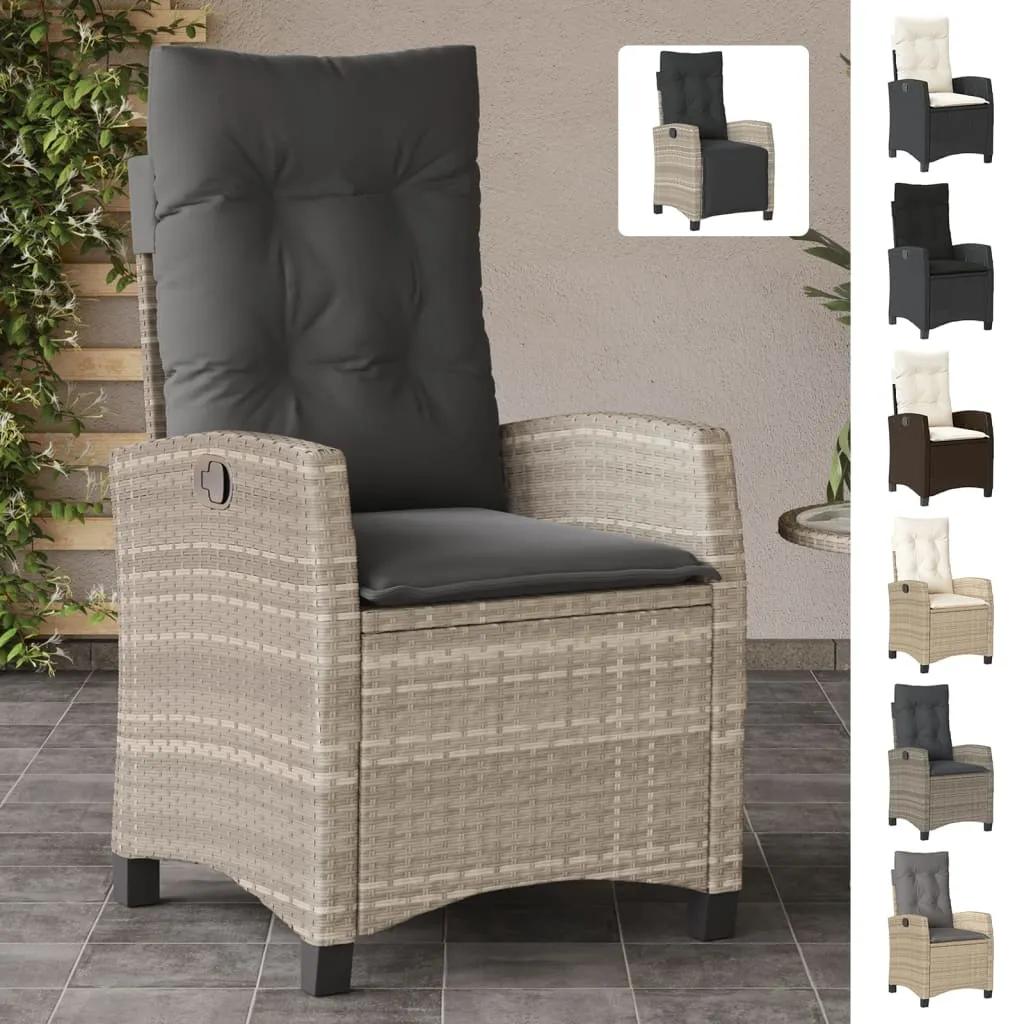Reclining Patio Chairs 2 pcs with Footrest Brown Poly Rattan