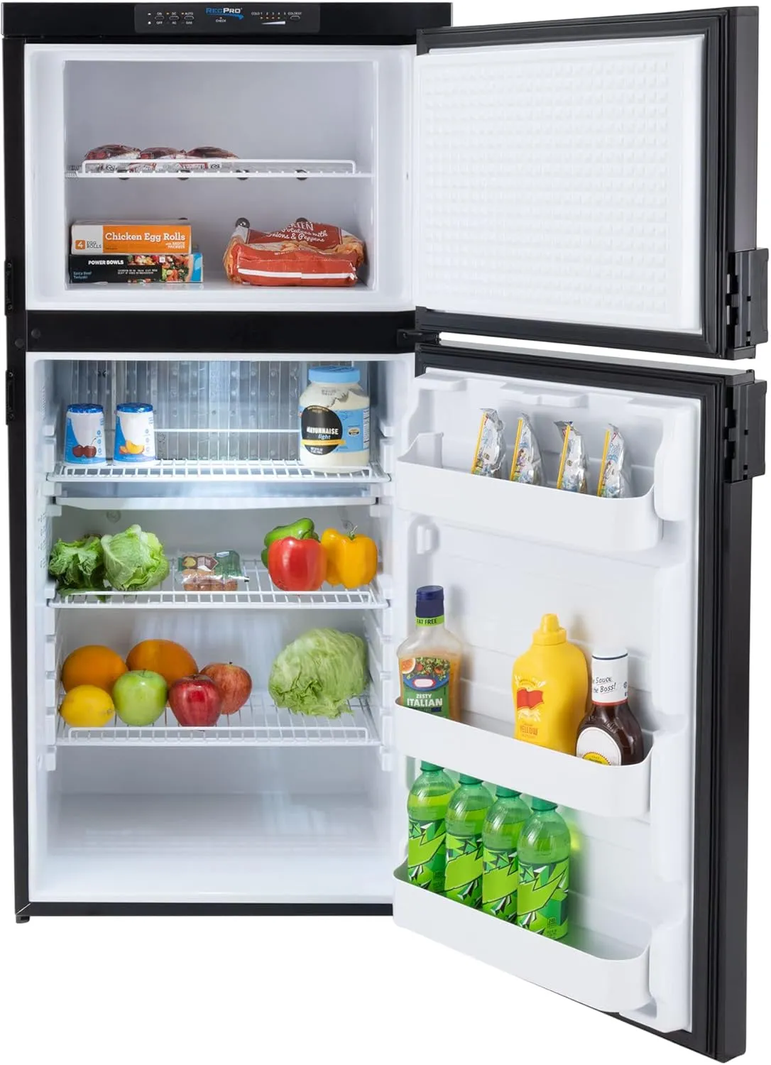 RecPro RV Refrigerator 6.3 Cubic Feet Gas and Electric | Black or Stainless Finish | 110V / 12V / Propane Gas | (Black Finish)