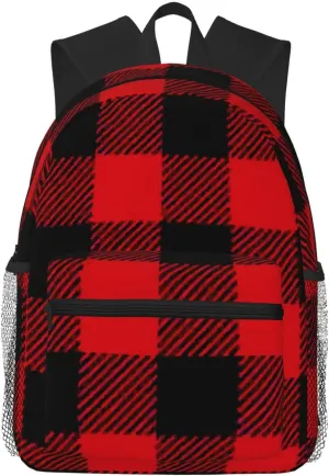 Red Country Flannel Print Lightweight Packable Backpack Travel Casual Hiking Daypack Foldable Backpack For Men Women