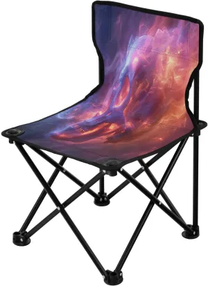 Red Misty Skeleton Portable Outdoor Folding Chair Anti-Slip Padded Oxford Cloth Stool Camping Chair Small for Beach Hiking Fishing Gardening Quad Camp Chair