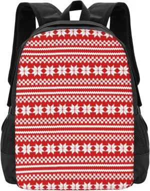 Red White Norwegian Christmas Sweater Lightweight Packable Backpack Travel Casual Hiking Daypack Foldable Backpack For Men Women