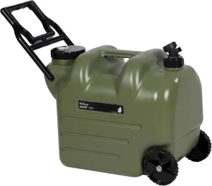 REDCAMP 7.4 Gal Water Container with Wheels & Spigot | Portable Rolling Emergency Camping Water Jug with Folding Handle | BPA Free Food Grade Water Storage Tank for Camping, Hiking(28L, Green)