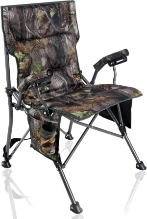 REDCAMP Oversized Folding Camping Chair for Adults, Support 330LBS Heavy Duty Fully Padded Hunting Chair with Cup Holder Side Pocket, Portable for Outdoor, Camo
