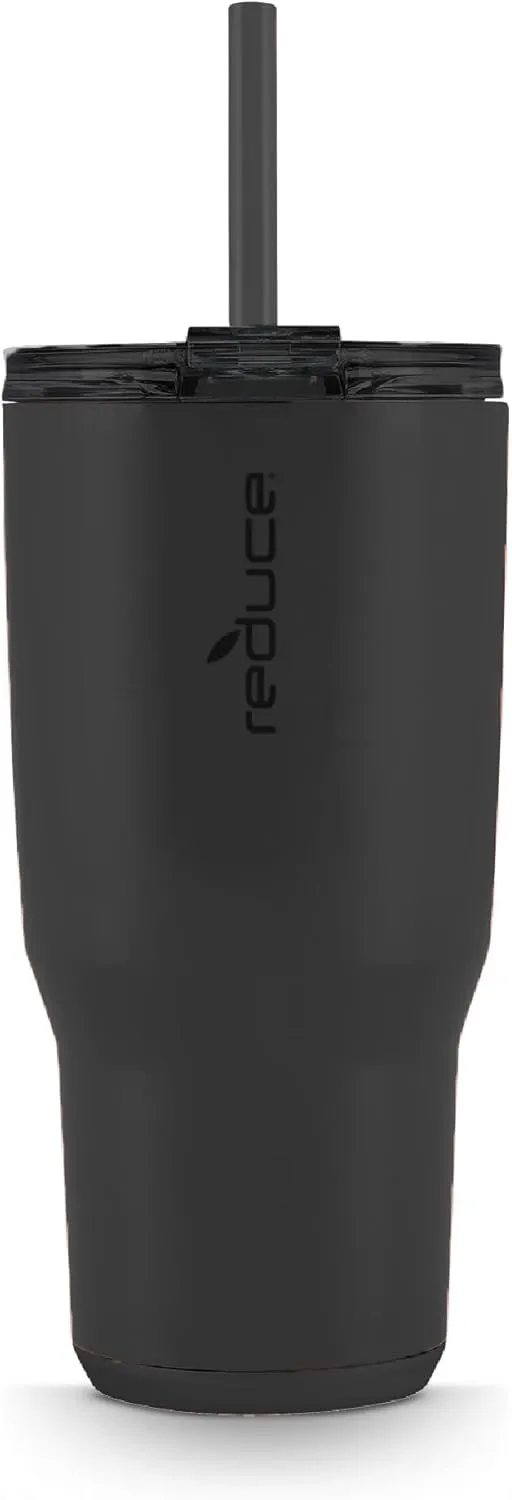REDUCE Cold1 34 oz Tumbler with Lid and Straw- Vacuum Insulated Stainless Steel Water Bottle for Home, Office or Car; Reusable Cup with Leakproof Flip Lid, Keeps Drinks Ice Cold All Day- Matte Phantom