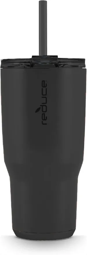 REDUCE Cold1 34 oz Tumbler with Lid and Straw- Vacuum Insulated Stainless Steel Water Bottle for Home, Office or Car; Reusable Cup with Leakproof Flip Lid, Keeps Drinks Ice Cold All Day- Matte Phantom
