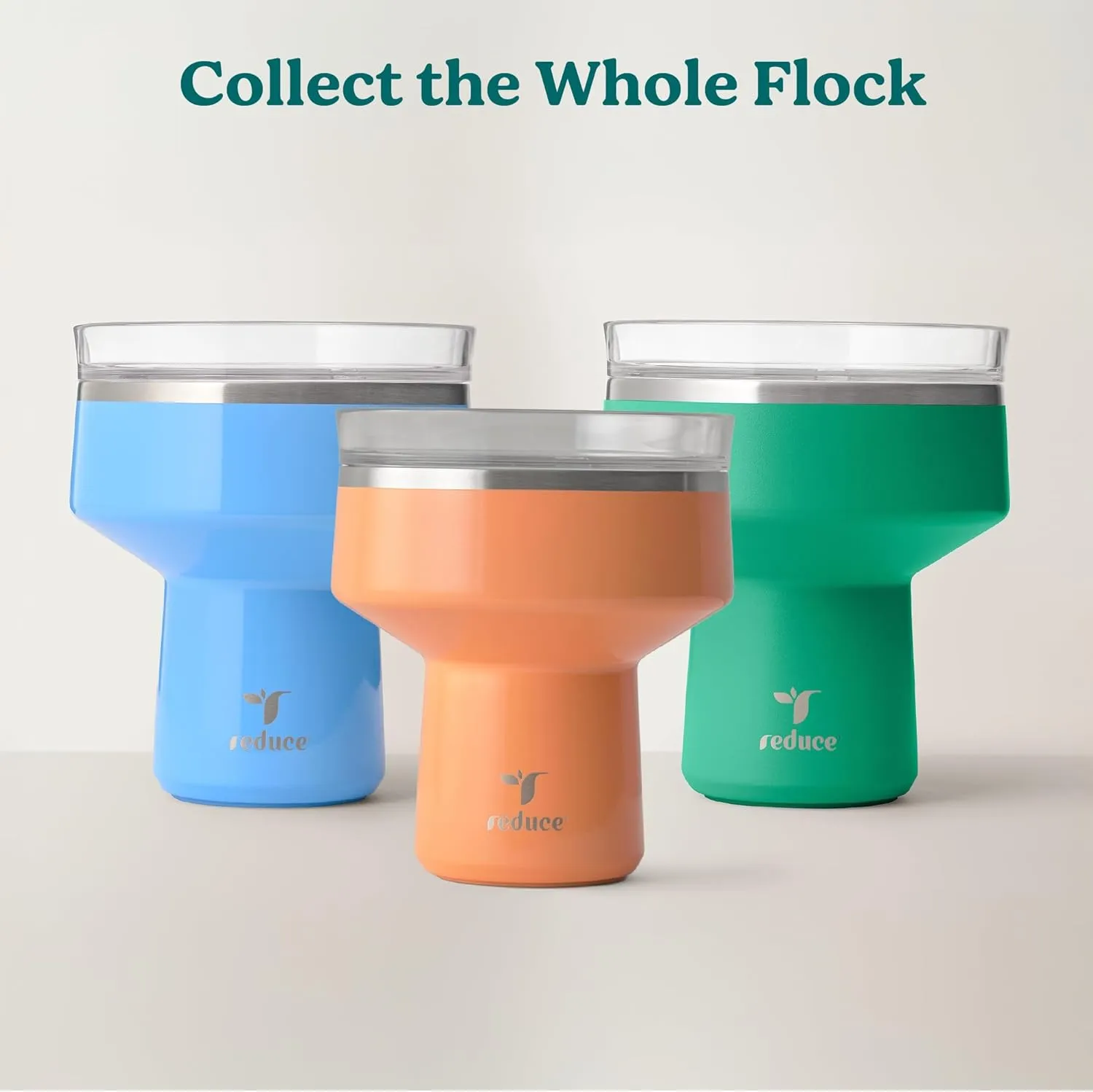 REDUCE Saltini 16 oz Cocktail Tumbler - Insulated Margarita Tumbler with Lid - Keeps Drinks Cold for 10 Hours - 360 Sippable Martini Glass Alternative - Shatterproof, Perfect for Parties - Oahu Blue