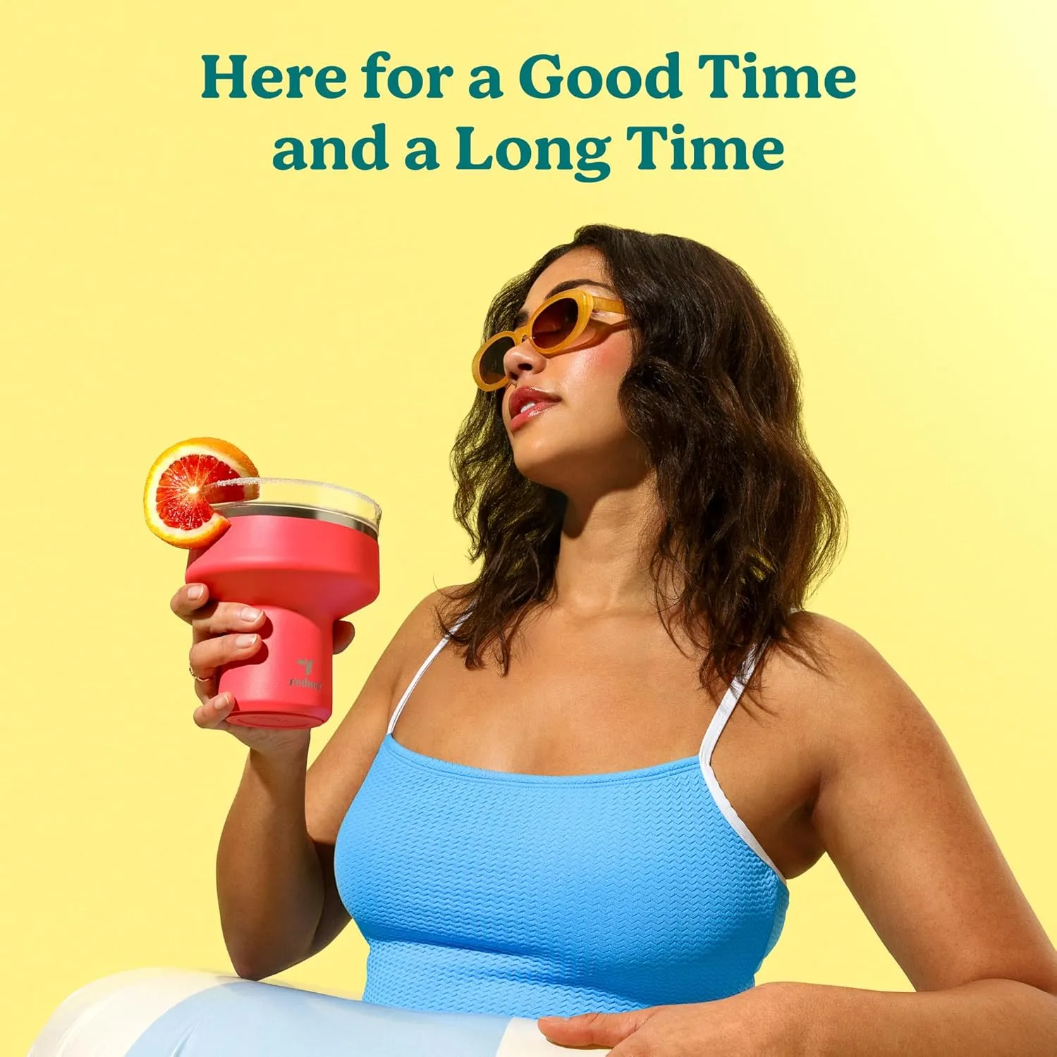 Reduce Saltini 16 oz Cocktail Tumbler - Insulated Margarita Tumbler with Lid - Keeps Drinks Cold for 10 Hours - 360 Sippable Martini Glass Alternative - Shatterproof, Perfect for Parties - Pina Colada