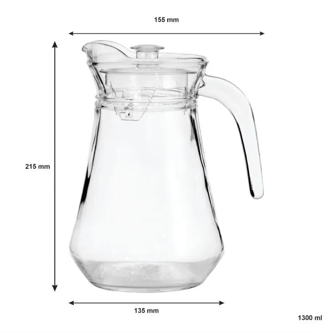 Regent Glass Water Jug With Clear Lid 1.3lt 10367