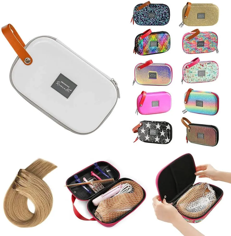 RemeeHi Hair Lace Wig Travel Bag Storage Case,Hair Wig Hair Tools Hairdressing Bag, Hair Stylist Cosmetic Organizer with Accessory Pockets Small G101