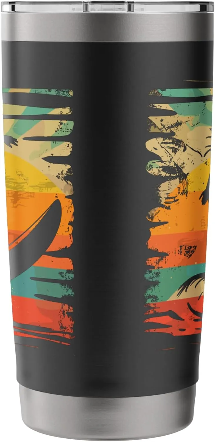 Retro Female Surfer Wave Riding Surfing Trip Stainless Steel Insulated Tumbler