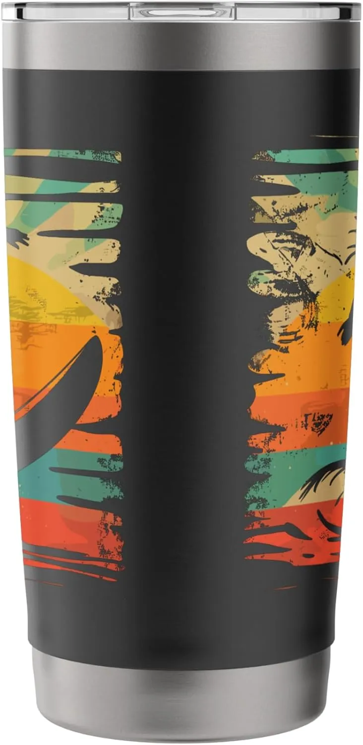 Retro Female Surfer Wave Riding Surfing Trip Stainless Steel Insulated Tumbler