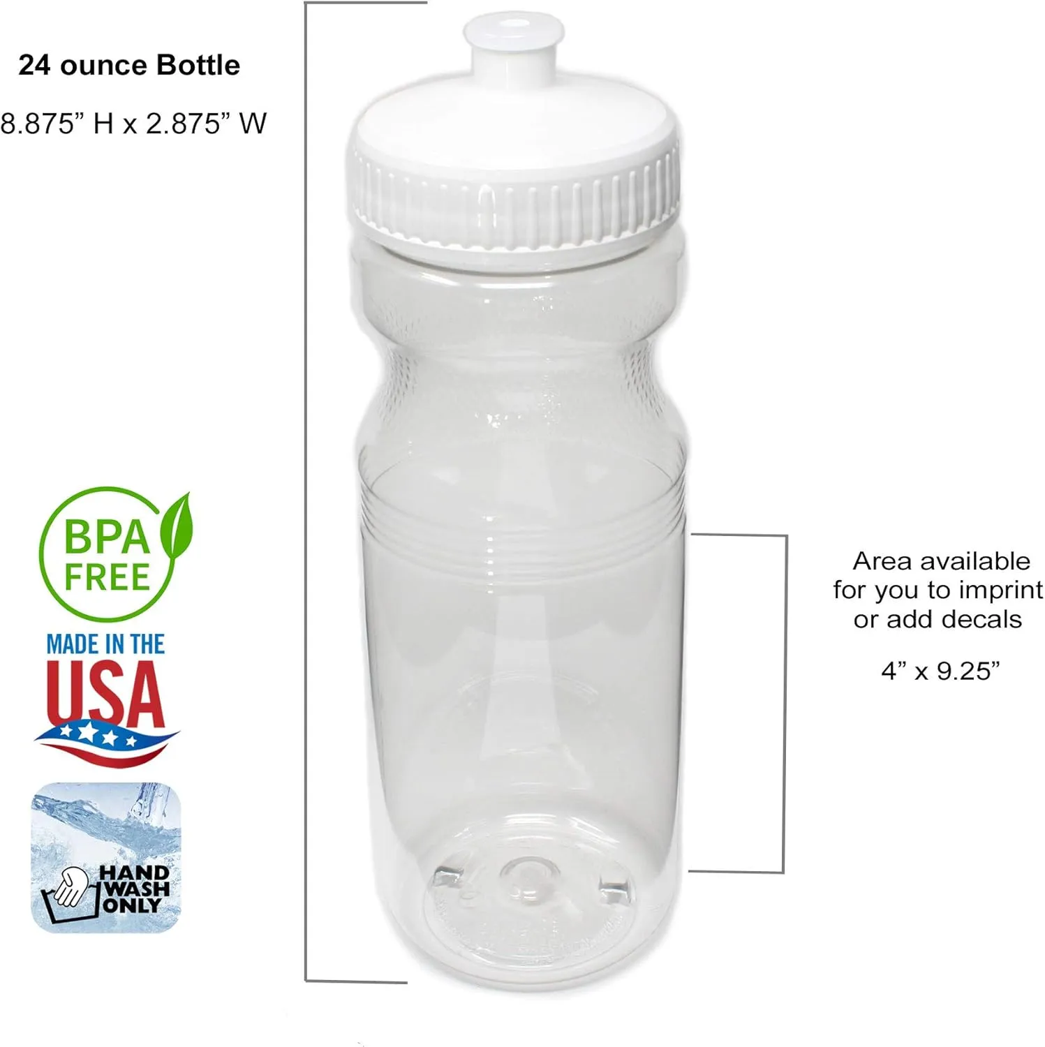 Rolling Sands BPA-Free 24 Ounce Water Bottles, Bulk 100 Pack, Made in USA