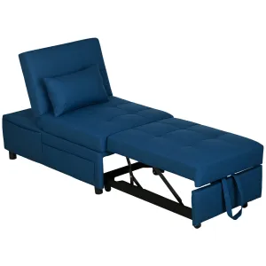 Rootz 3-in-1 Folding Chair Bed - Recliner - Chaise Longue - Adjustable Backrest - 65.5L x 104W x 81H cm - Portable with Wheels and Side Pocket