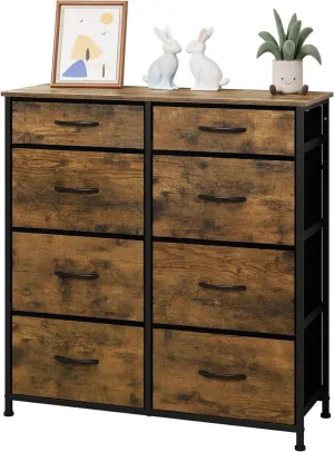 Rootz 8 Drawer Fabric Chest of Drawers - Dresser - Storage Organizer - Lightweight - Sturdy - Vintage Style - 86cm x 98cm x 30cm