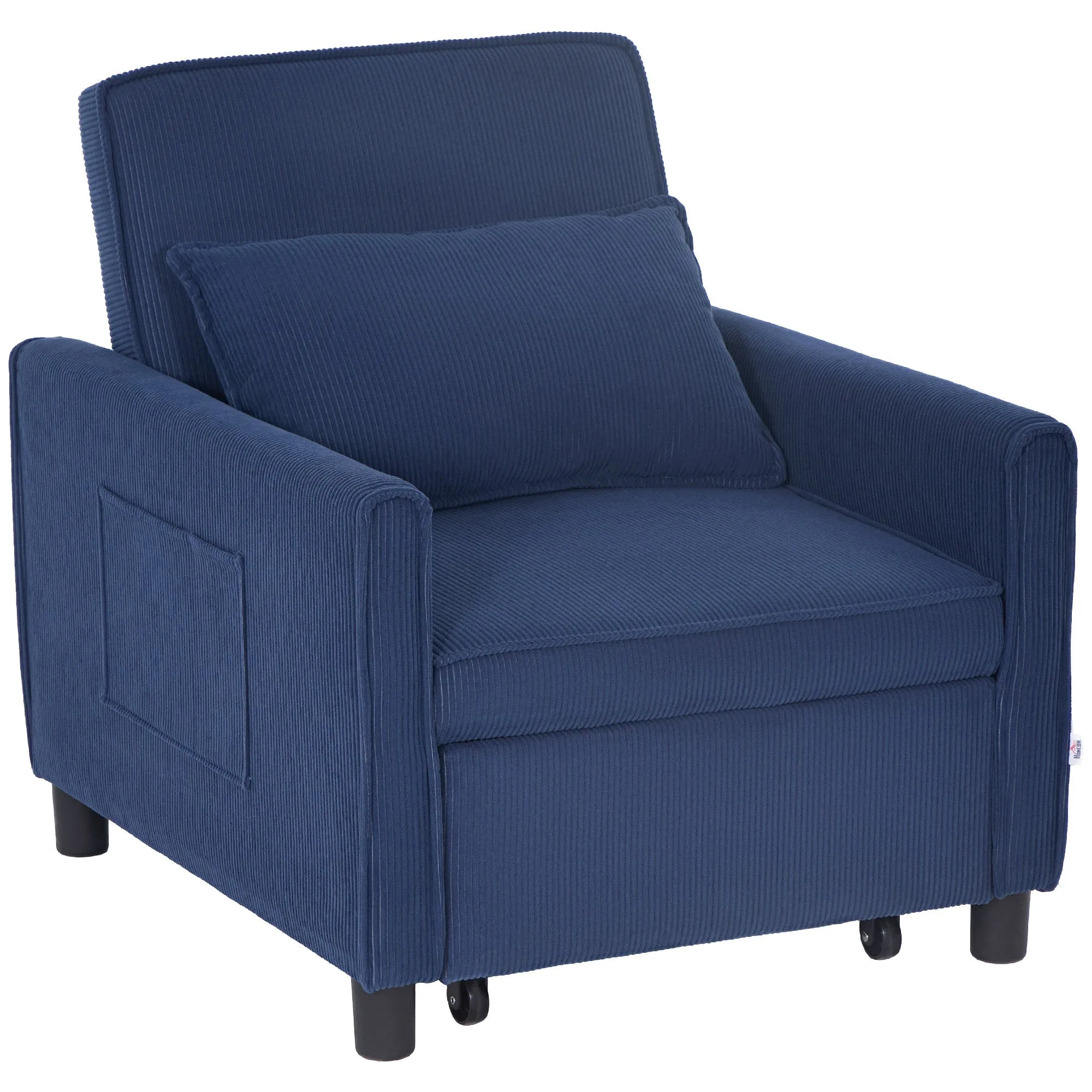 Rootz Adjustable Corduroy Sleeper Chair - Convertible Bed Chair - Recliner Chair - Comfort - 74cm x 84cm x 81cm (Sofa), 61cm x 180cm x 41cm (Bed)