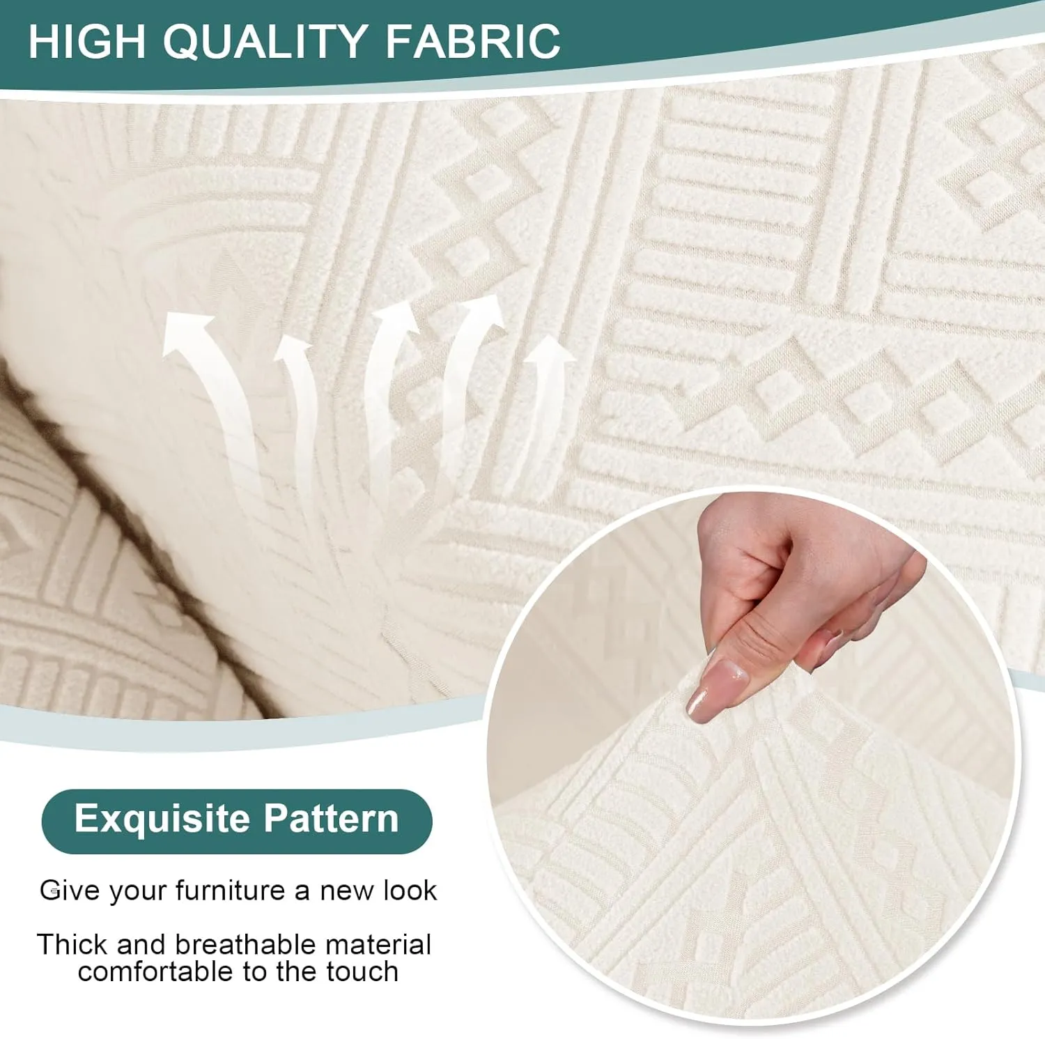 Ruaozz Recliner Sofa Covers Recliner Chair Covers Couch Covers for Reclining Couches with Pockets Washable Furniture Protector with Elastic Bottom (1 Seater-X Large, Ivory)