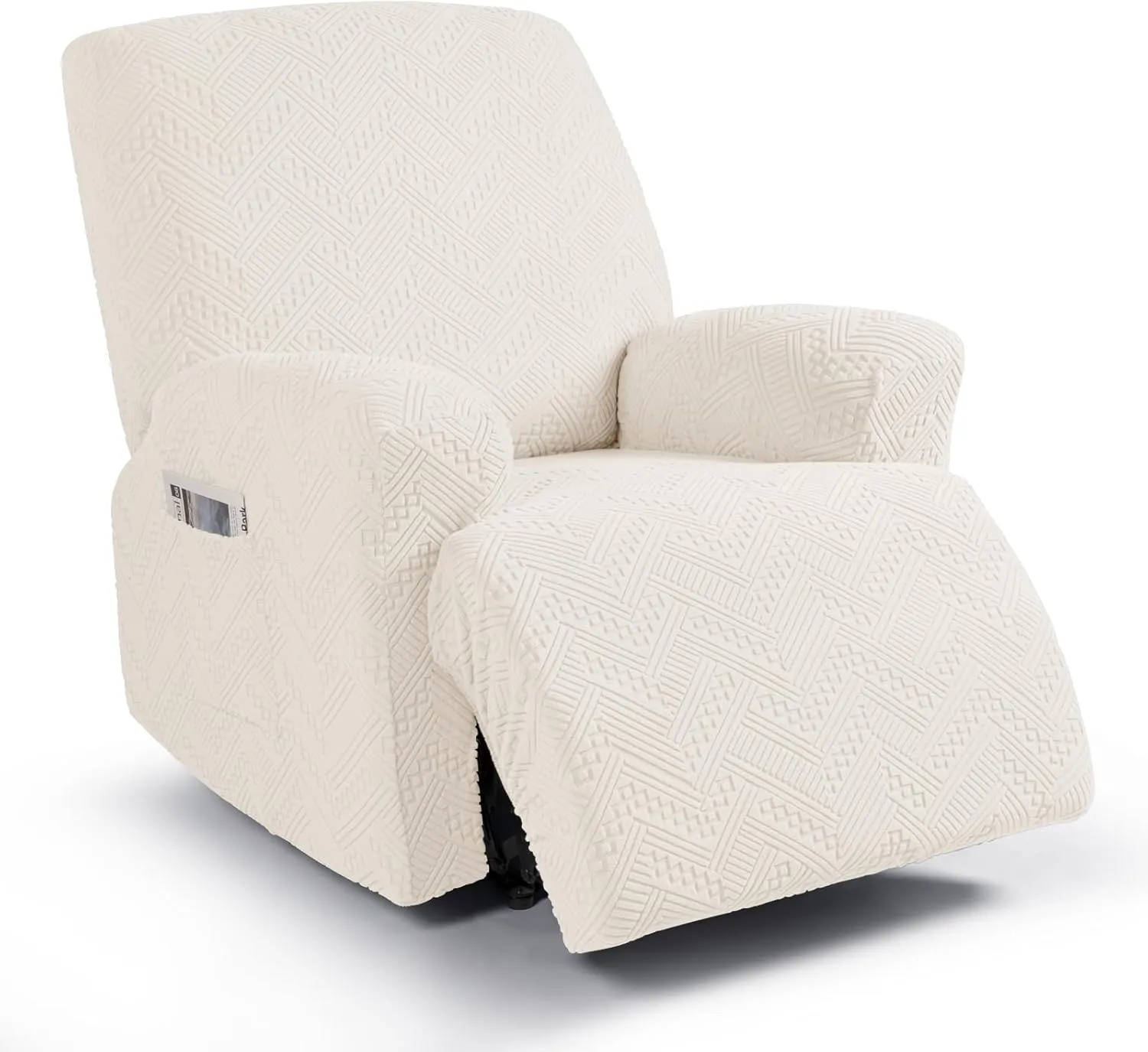 Ruaozz Recliner Sofa Covers Recliner Chair Covers Couch Covers for Reclining Couches with Pockets Washable Furniture Protector with Elastic Bottom (1 Seater-X Large, Ivory)