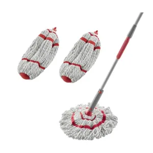 Rubbermaid Microfiber Twist Mop Kit with 2 Refills Kit, Machine Washable, Built-in Wringer, Lightweight, Safe for All Floor Types, Deep Cleaning for Home/Bathroom/Garage/Office