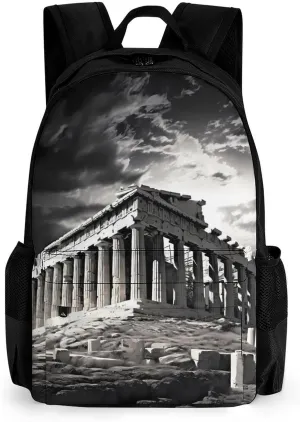 Ruins of A Temple Parthenon Acropolis Athens Greece Casual Backpack Lightweight Shoulders Bag Laptop Daypacks with Side Pocket for Workplace Travel