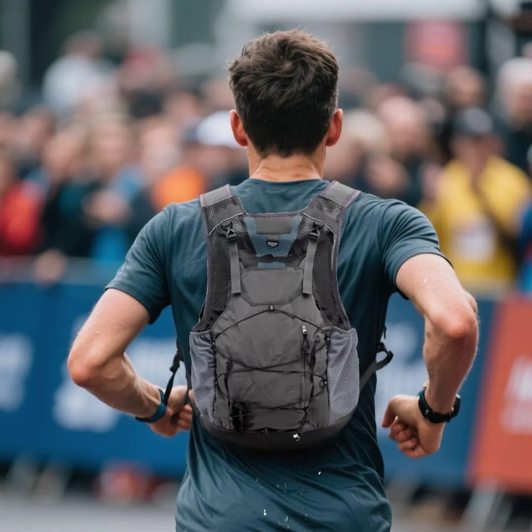 Runner Hydration Pack with Multiple Pocket Mesh Back Hooks Trail Running Outdoor Lightweight Breathable
