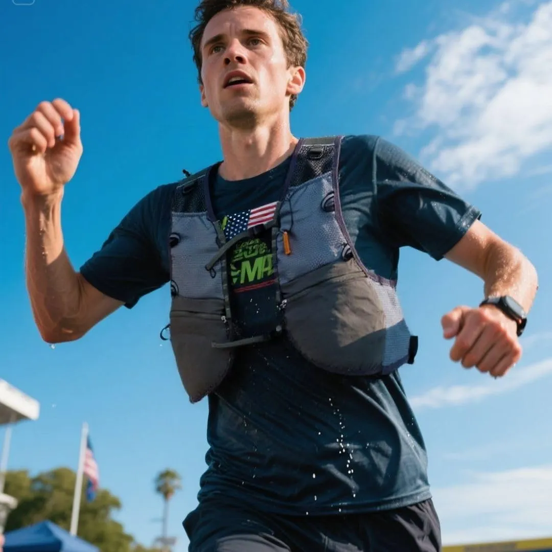 Runner Hydration Pack with Multiple Pocket Mesh Back Hooks Trail Running Outdoor Lightweight Breathable