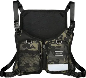 Running Backpack Vest Cell Phone and Accessories Holder Lightweight Pack for Walking Cycling (CamoBlack)