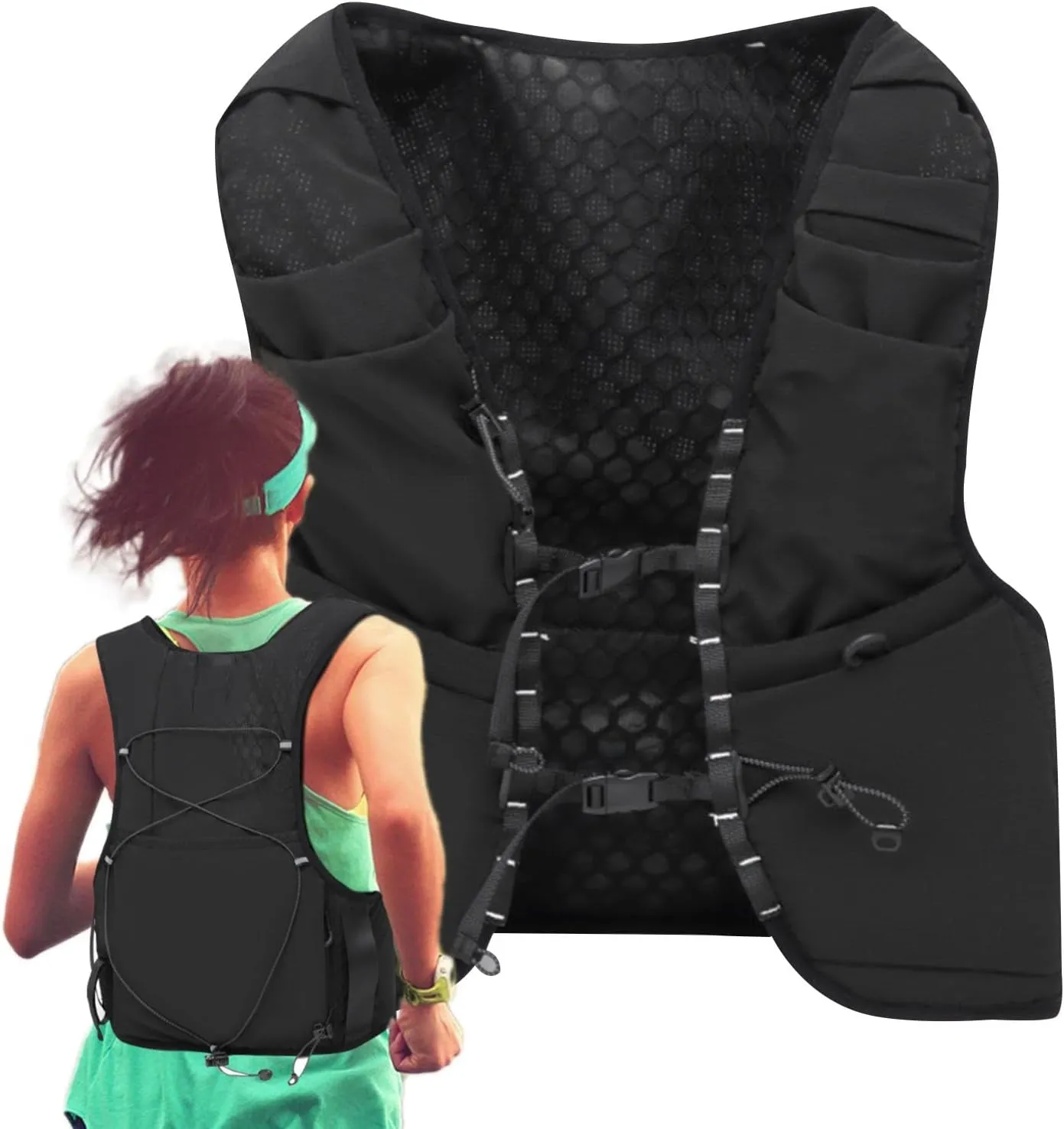 Running Hydration Vest Backpack - Lightweight Daypack Vest - Hydration Vest Daypack for Hiking Trail Running Cycling Race for Women Men