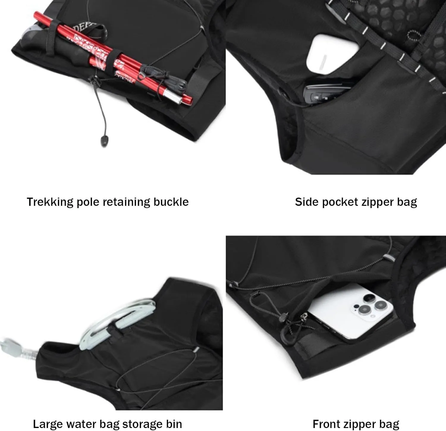 Running Hydration Vest Backpack - Lightweight Daypack Vest - Hydration Vest Daypack for Hiking Trail Running Cycling Race for Women Men