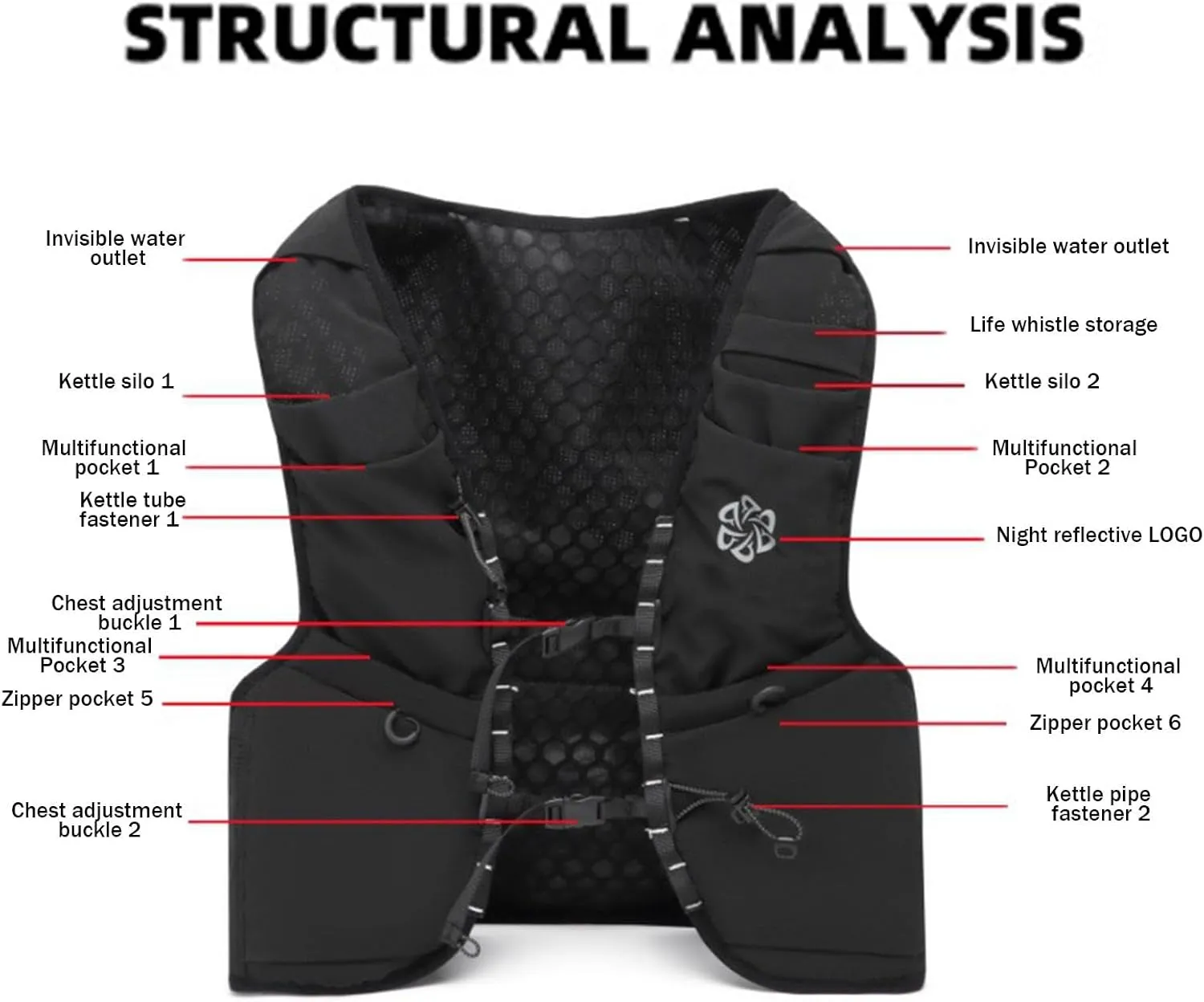 Running Hydration Vest Backpack - Lightweight Daypack Vest - Hydration Vest Daypack for Hiking Trail Running Cycling Race for Women Men