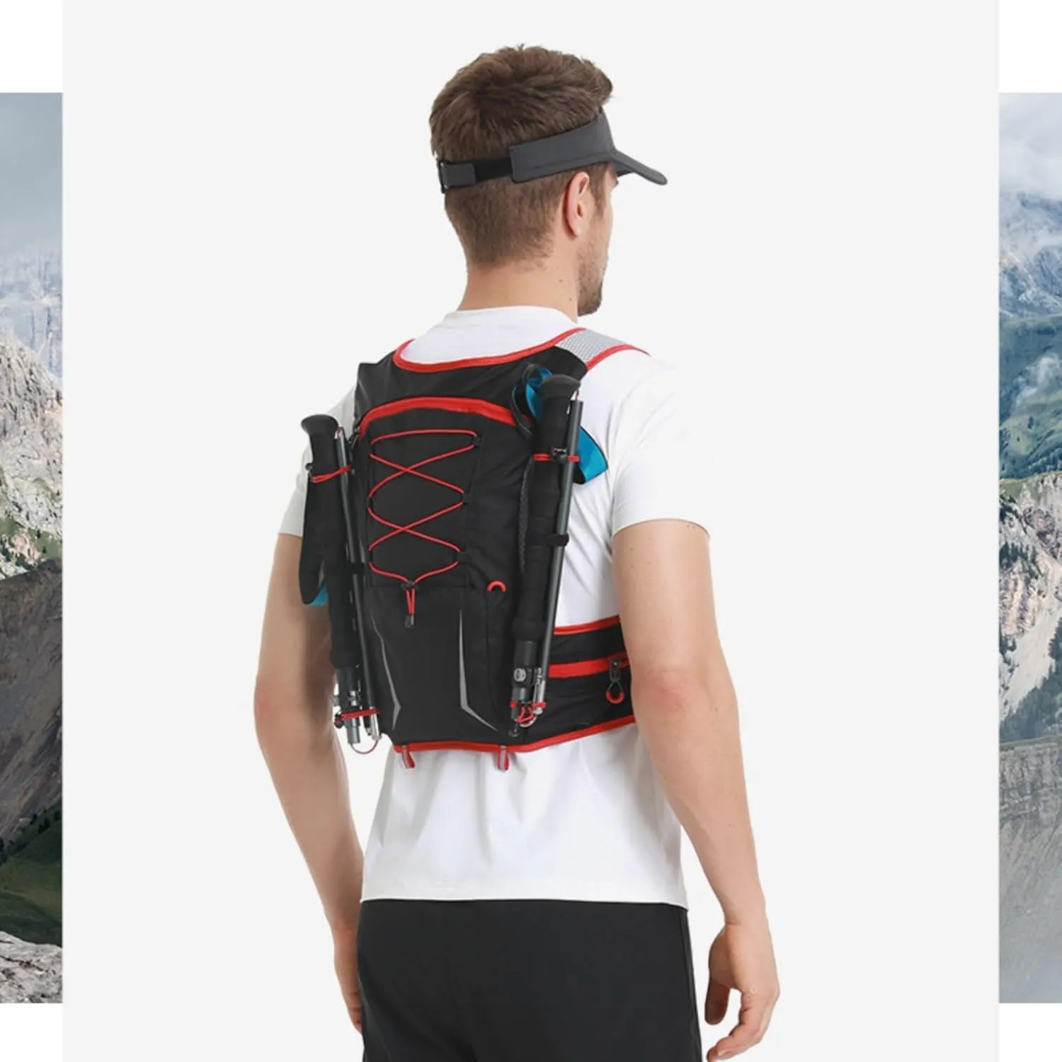 Running Hydration Vest with Water Bladder for Trail Climbing / Cycling ,Multi-Functional Hiking Backpack Unisex,Lightweight and Adjustable,Compatible with Hydration Bladder 2 L