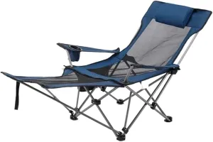 RUVOO Camping Chair Folding Chairs Lawn Chairs Folding Recliner Chair Camping Folding Chair Beach Sun Patio Chaise Lounge Chair Pool Lawn Lounger Folding Chair Camp Chair Moon Chair (Color : Blue)
