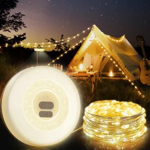 Rynx | Moriko Camping Light Chains 10m, 2 in 1 LED Lamps Rechargeable Christmas Fairy Lights, 7 Modes, Waterproof Lantern, Portable Camping Lights For Outdoors, Tent, Hiking, Garden Decoration