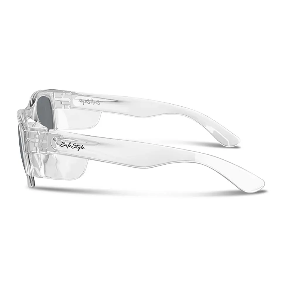 SAFESTYLE GLASSES CLASSICS CLEAR FRAME POLARISED LENS EYEWEAR CCP100