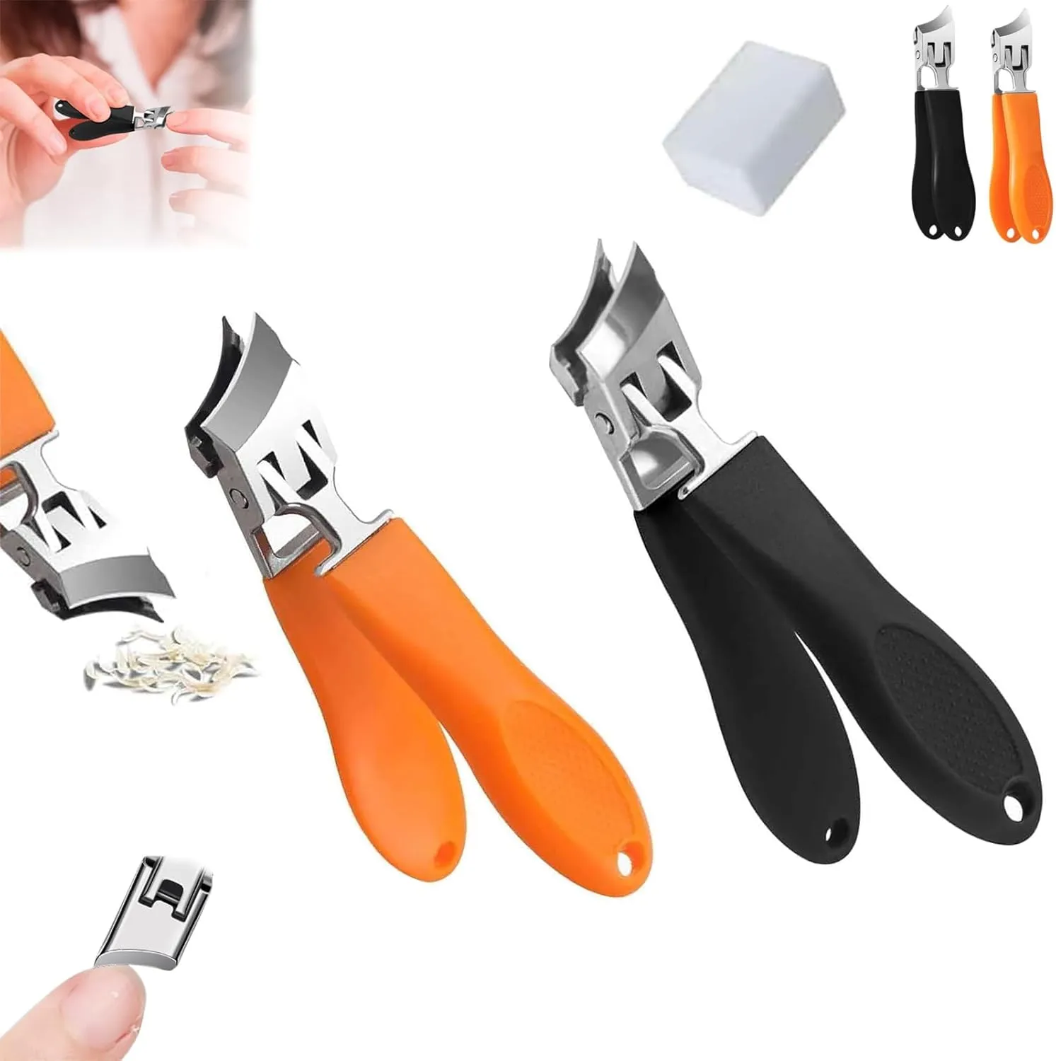 Safetrim Precision Nail Clipper, Wide Jaw Opening Anti-Splash Slanted Nail Clipper, Long Handle Curved Toenail Clippers, Stainless Steel Angled Nail Clippers for Thick Hard Nails (Black Yellow)