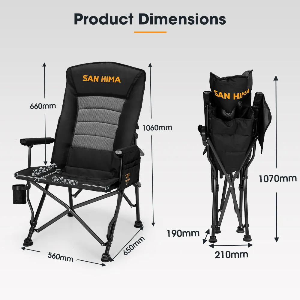 San Hima Luxury Folding Camping Chair Outdoor Portable Thick Padding With Storage Bag