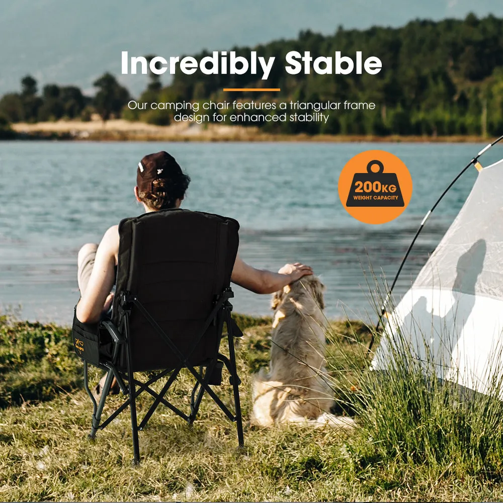 San Hima Luxury Folding Camping Chair Outdoor Portable Thick Padding With Storage Bag